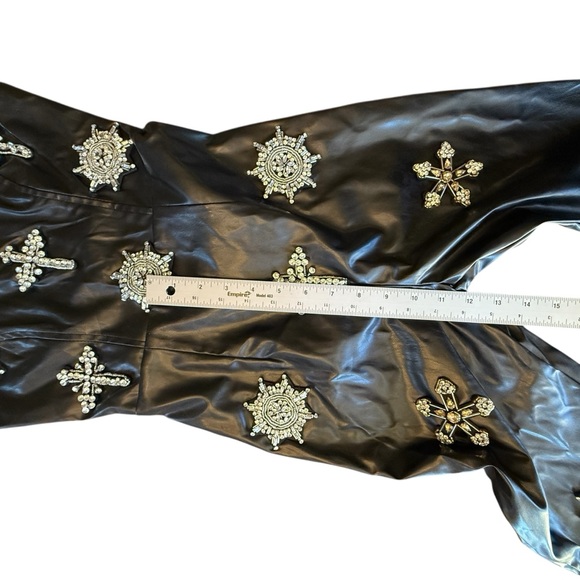 NWT Fashion Nova Dolce Faux Leather Embellished Jumpsuit Women’s Size XS - Picture 9 of 16